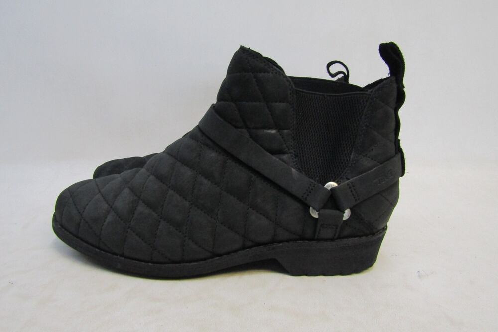 TEVA Womens Size 9 M Black Soft Leather Zip Ankle Fashion Boots Bootie